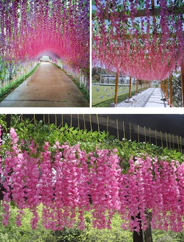 12Pack Artificial Wisteria Flowers Garland, 3.6 FT Silk Fake Flowers Hanging ... - Picture 4 of 7