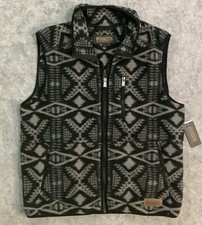 NWT Pendleton Men's Range Harding Fleece Vest Black/Silver Geometric Aztec L