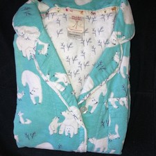 Munki Munki Women's M Aqua Pajamas w White Bears  Foxes