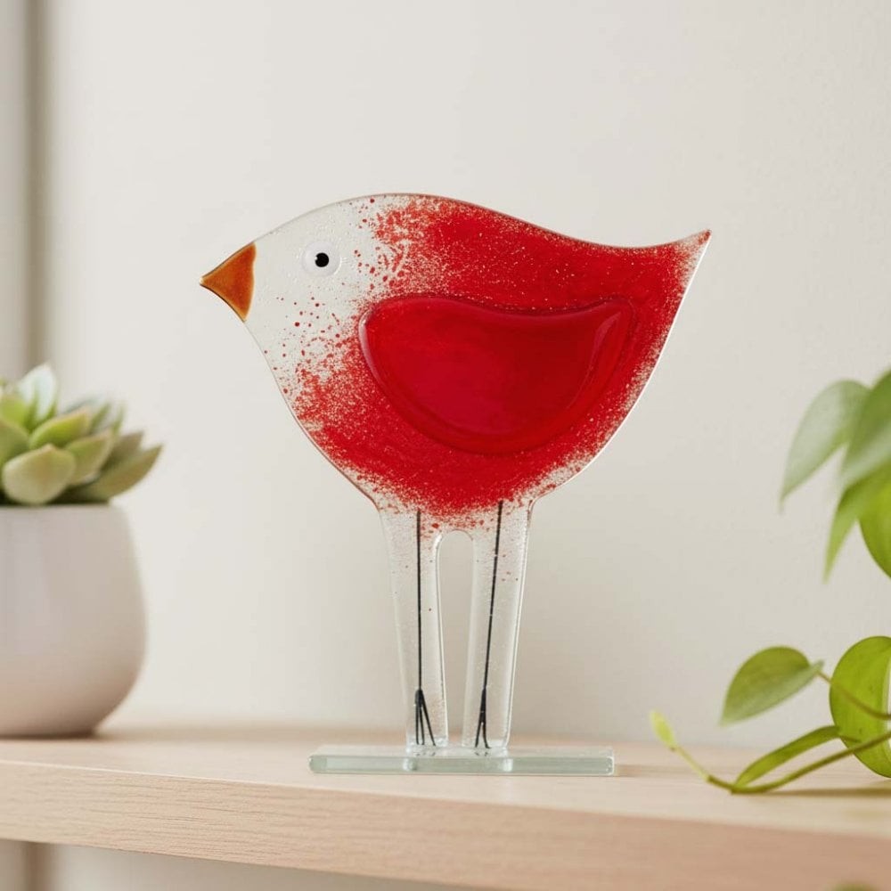 Nobile Glassware Red Rosso Glass Bird Ornament - 15cm 1551-16
