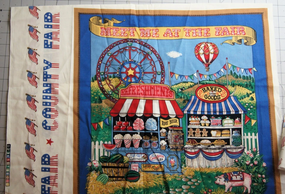 Lot of 3 Country Fair Fabric Panel Pieces 18" X 22" - Image 3 of 4