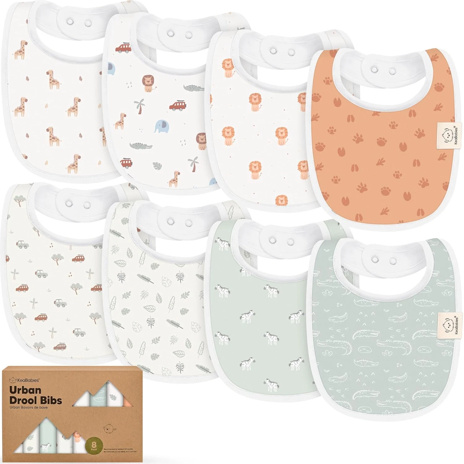 8pc Organic Baby Bibs - Soft Cotton Drooling & Teething Bibs for Baby Girl & Boy