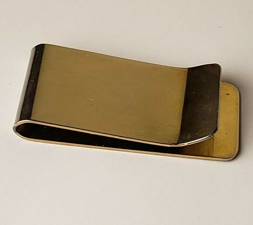 Vintage Solid BRASS Money Clip - Engraved Stripes #1 - Excellent Condition - Picture 3 of 5