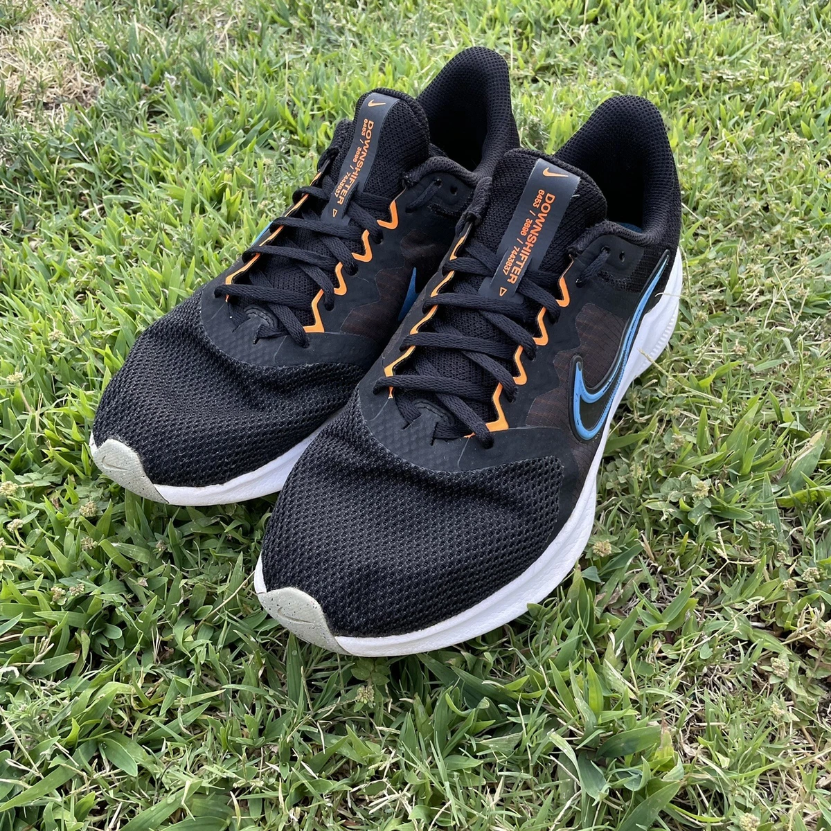 Nike Downshifter 11 Athletic Running Sneakers Black Orange Blue Mens Size 9 EUC