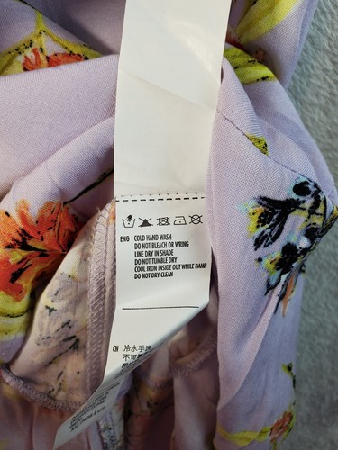 Cotton On Shirt Dress Womens Size XS Purple Floral Viscose Short Sleeve V Neck - Picture 7 of 7