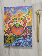 Zodiac Journal/Notebook ------CANCER------ colors sparkles ---With Pen---