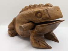 Large Wooden Frog Guiro Rasp Percussion Instrument Wood Croaking Frog Size 6.5"