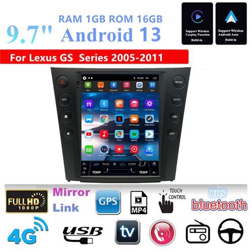 9.7'' Vertical Android 13 1+16GB Stereo Radio Navi GPS For Lexus GS Series 05-11