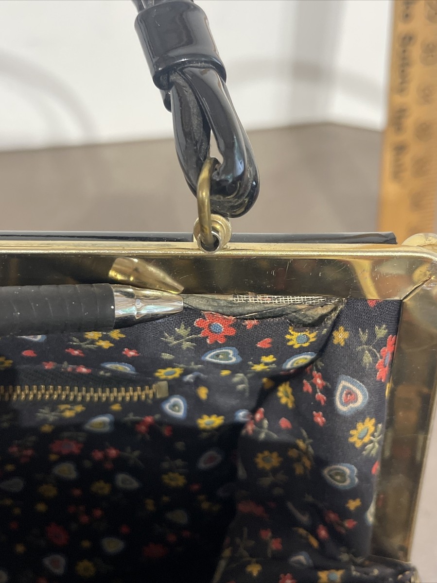 Vintage Classic Markay Bags Black Patent Purse Handle Brass Vintage Classic Markay Bags Black Patent Purse Handle Brass