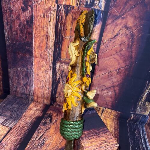 Antique Handmade Mayan Aztec Obsidian Axe Rainstick Mexican Folk Art 17" READ - Picture 8 of 14