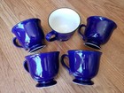 Set 5 Gibson Cobalt Blue Glazed 10oz Coffee Mug Tea Cup Wide Pedestal Base — photo 8