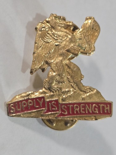 PAIR - US ARMY 407th Brigade Support Battalion SUPPLY IS STRENGTH Pins DUI D22 - Picture 4 of 6