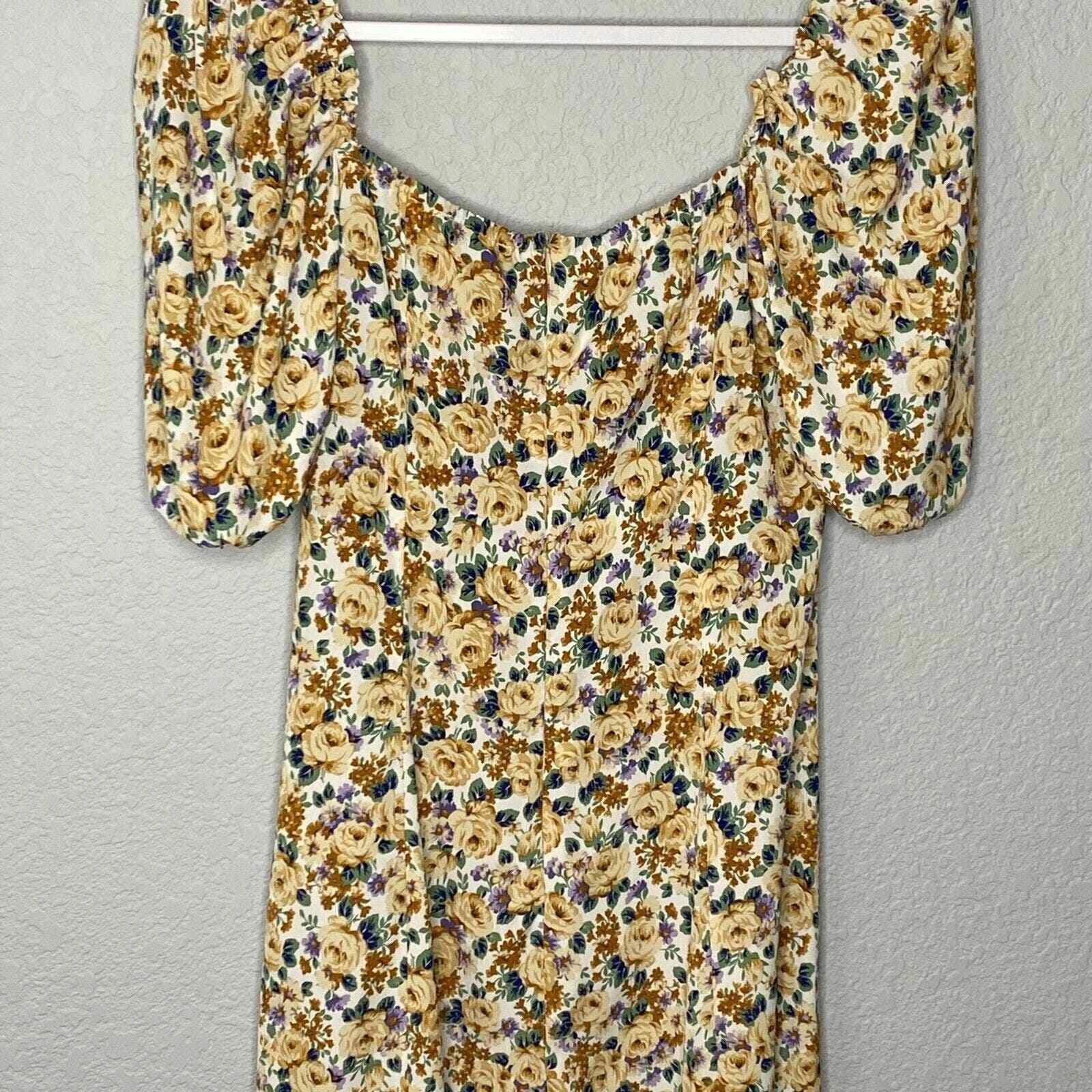 OFF WHITE Abito midi bianco stampa floreale cravatta anteriore Shein Off taglia small