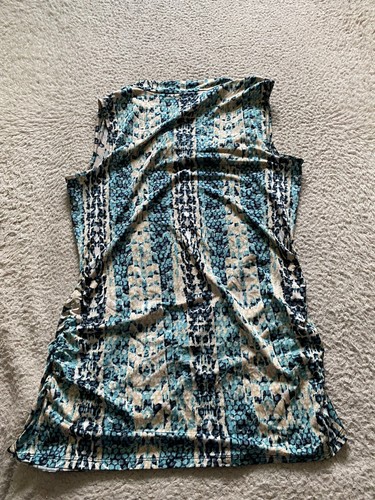 Dana Buchman Women Geometric Sleeveless Cowl Neck Tank Top Multicolor Size M - Picture 8 of 8