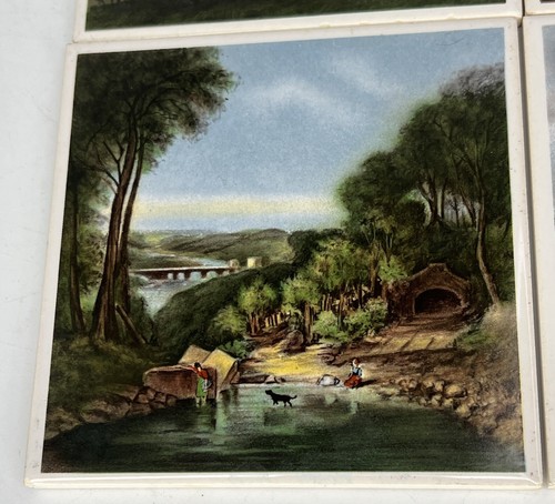 Vintage Mosa Holland 4.25" tile Windmill Country Side Scenes lot of 5 - Picture 3 of 11