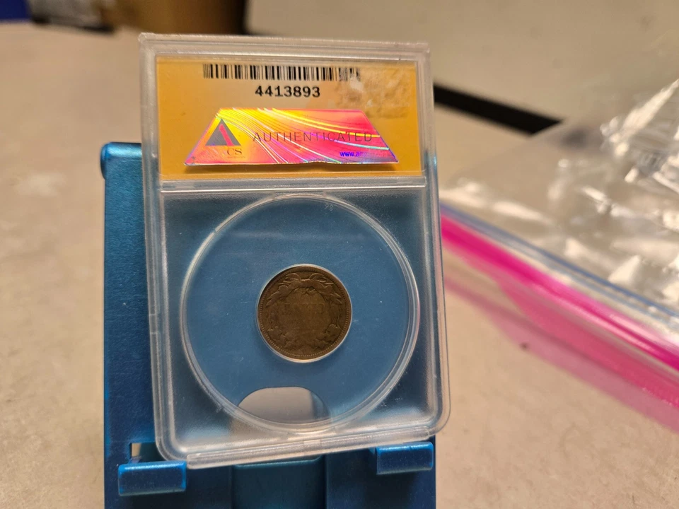 1858 FLYING EAGLE CENT SMALL LETTERS GRADED ANACS VG10 Cleaned Details - Image 3 of 4