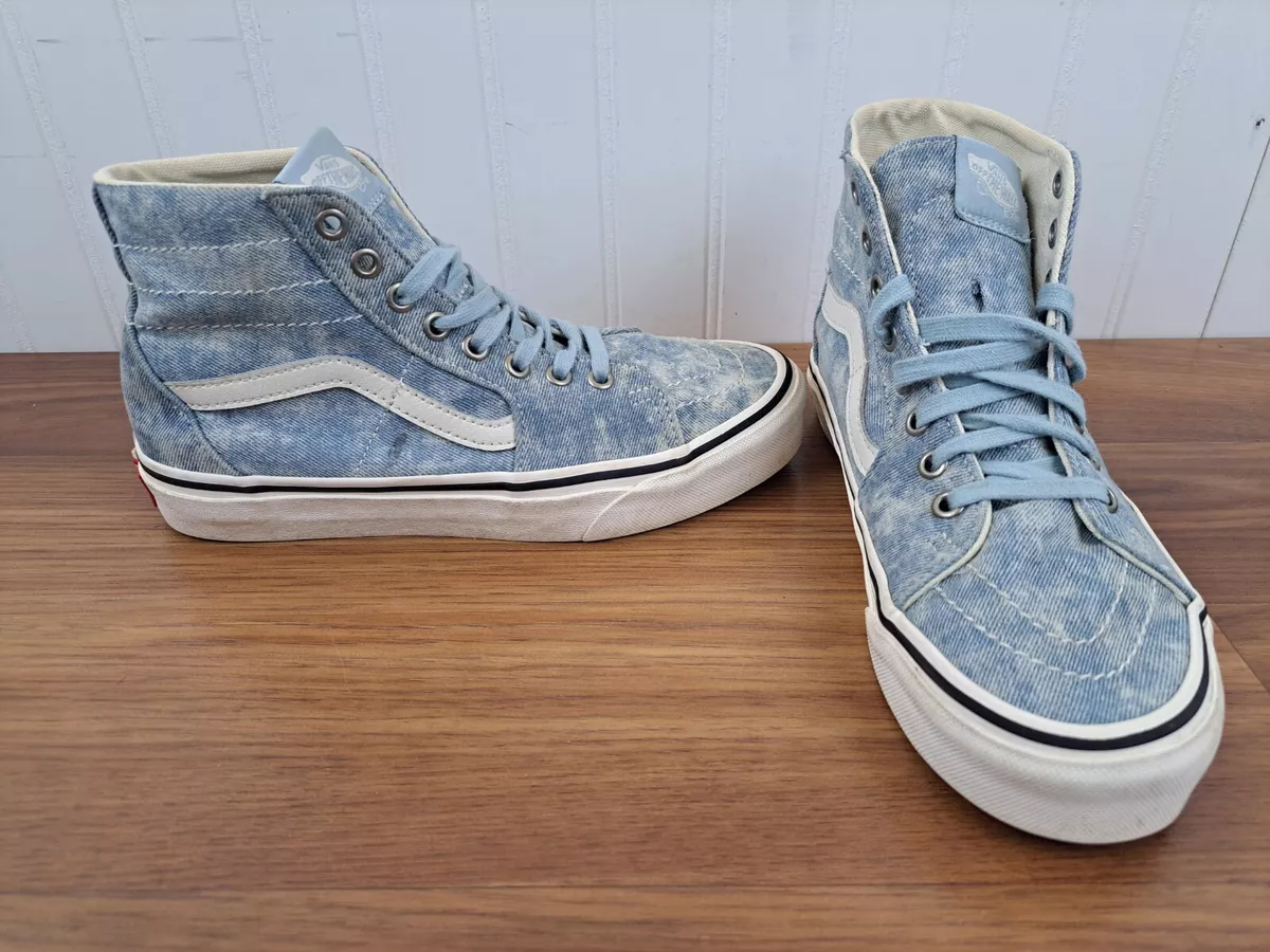 Vans Sk8 Hi Denim Skate Shoes Womens Size 7.5 Acid Wash High Top Sneaker
