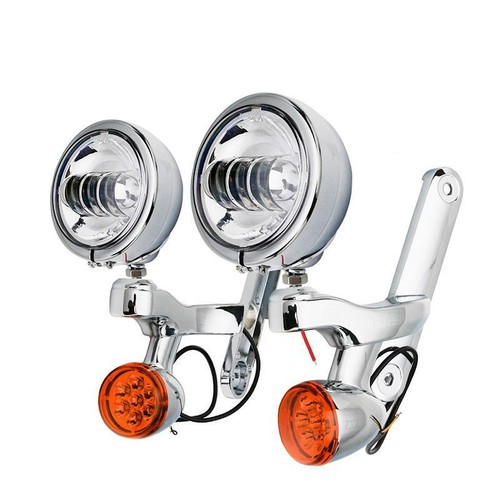 LED Auxiliary Fog Turn Signal Light Bracket For Harley Road King Electra Glide - Picture 3 of 12