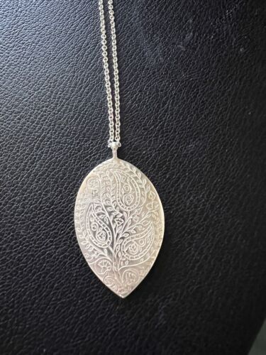 AUTHENTIC ME & RO STERLING SILVER 16" TEARDROP NECKLACE WITH ETCHING - Picture 1 of 4