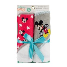 New Mickey Mouse 2pk Hooded Towel Set