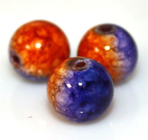 COSMIC MARBLED DRAWBENCH GLASS BEADS 50 x 8mm or 70 x 6mm COLOUR CHOICE - Picture 7 of 10