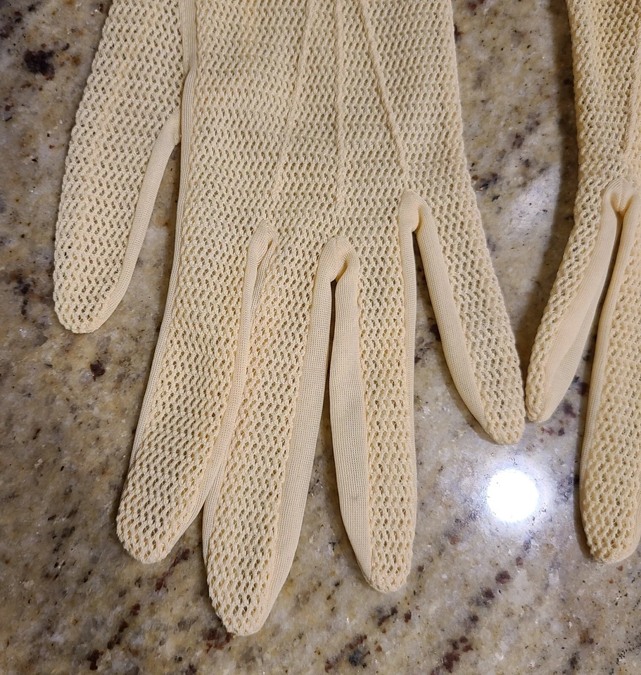 Guantes elásticos VanRaalte vintage talla única amarillos red transparente 9,5" formales Foto 2 de 4