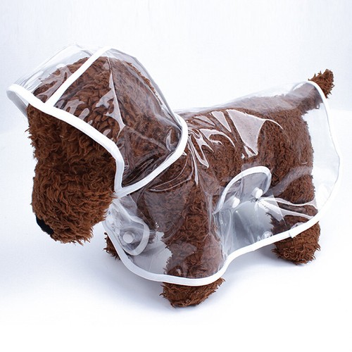Hund Regenmantel transparent Kapuzen Regenjacke Kleidung wasserdicht Haustierbedarf - Bild 14 von 19