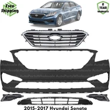 Front Bumper Cover Fascia & Grille Assembly Kit For 2015-2017 Hyundai Sonata