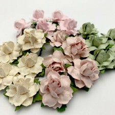 1" or 2.5 cm Mixed Pink Beige Dusty Green Paper Flower Wedding Rose R19-TH/596