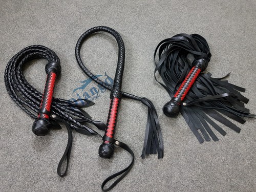 Juego de 3 Floggers Colas Trenzadas Cuero Calidad Premium Látigo Adulto Juego Bullwhip - Imagen 11 de 11