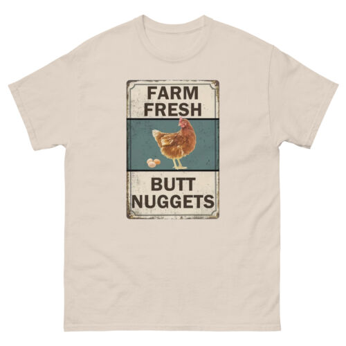 Vintage Farm Fresh Butt Nuggets Chicken Eggs Unisex T-Shirt - Picture 9 of 11