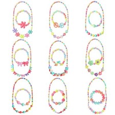 18 Pcs Little Girls Necklace and Bracelets Set Princess Dress Up Pretend Play