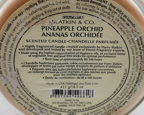 Slatkin & Co Pineapple Orchid 14.5 oz Single Wick Scented Candle Galss Jar NEW - Picture 6 of 6