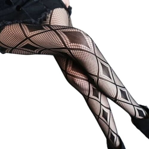 Women for Fishnet Pantyhose Gothic Rhombus Patterned Mesh Tight - Picture 1 of 8