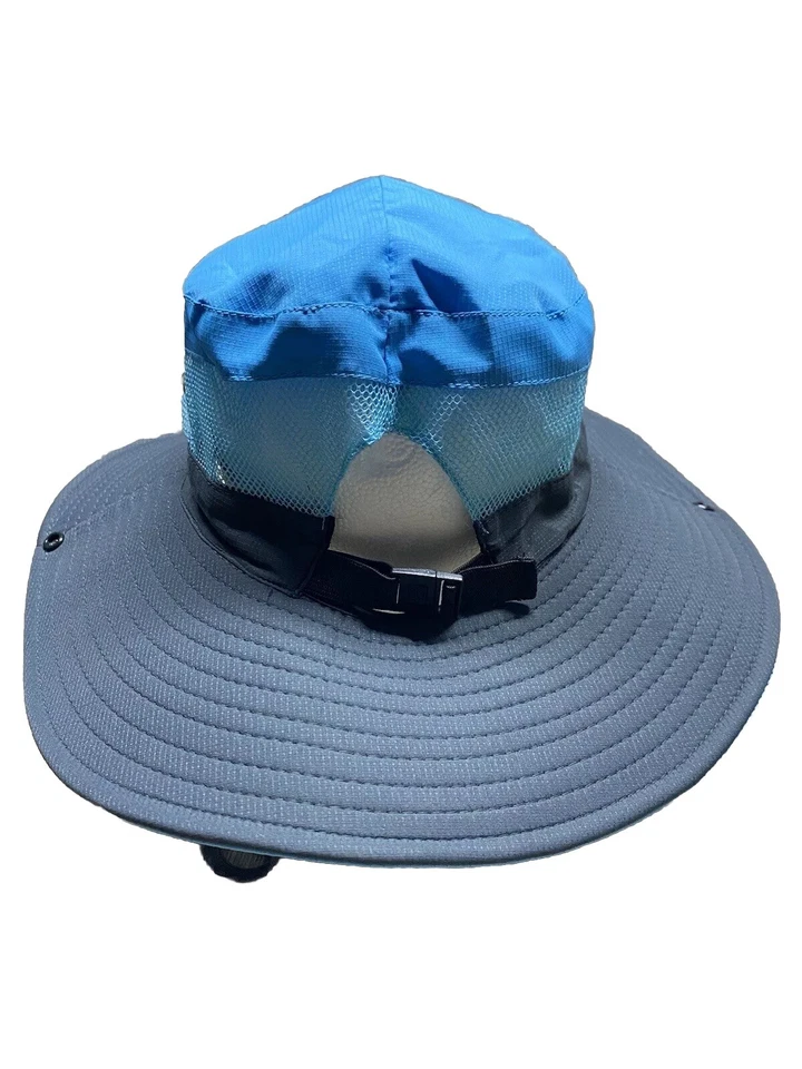 Chapéu Senwai Outdoor Sun Bucket Malha Azul Cinza Tamanho Único Pesca Caminhada Rabo de Cavalo - Imagem 4 de 4