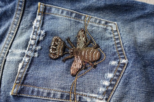 DOLCE & GABBANA JEANS 54 jean denim dg d&g made in italy blue beaded bee crown - Bild 8 von 18