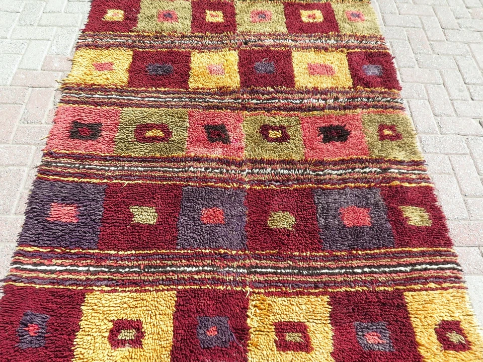 Alfombra peluda turca vintage alfombra pelo largo lana tulu alfombra mohair 58"X107" Foto 3 de 4