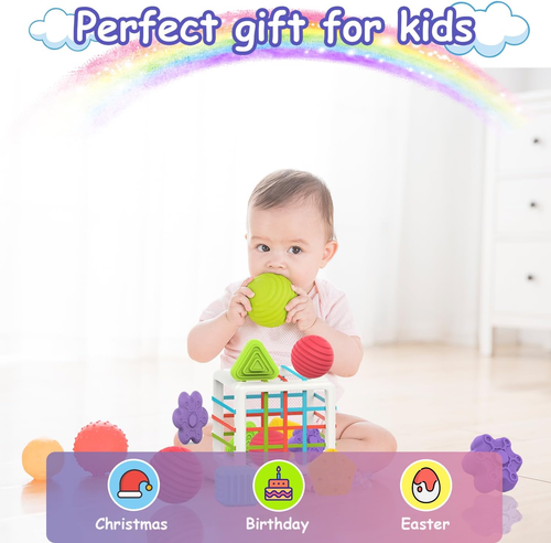 Montessori Toys for 1 Year Old, Toy 6 Pc Multi Sensory Shape, Toddler Developmen - Picture 3 of 12
