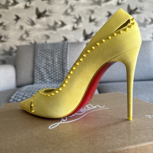 Christian Louboutin Duvette Spike 100 Piou Yellow Court Heels Size 38 UK 5 Pumps - 第 23/24 張圖片