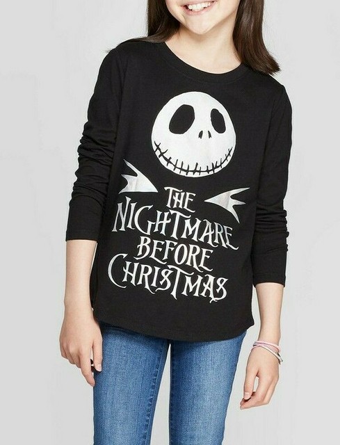 Disney Girls' Nightmare Before Christmas Jack Skellington Tshirt Black