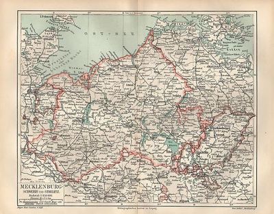 Mecklenburg Schwerin Strelitz Rostock Landkarte 1906 Ebay