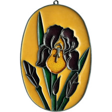 Iris Sun Catcher-Stained Glass Acrylic Metal Vintage