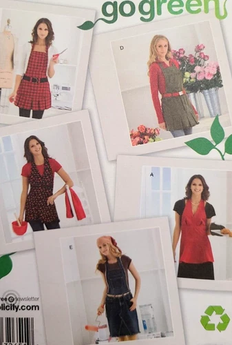 Uncut Simplicity 2682 Sew Pattern Upcycled Aprons Bib Full Tie Back Kitchen S-XL