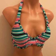 NWT Raisins Swimsuit Bikini Top Bra Underwire Sz D Blue Multi