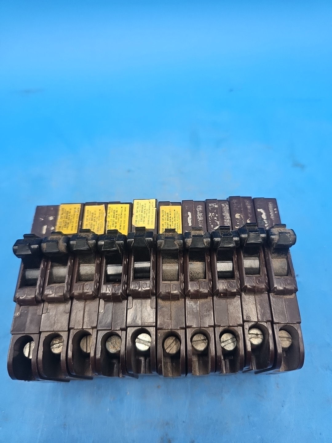 LOT OF 10 Federal Pacific FPE NC120 20 Amp 1 Pole Stab-Lok Circuit Breakers.