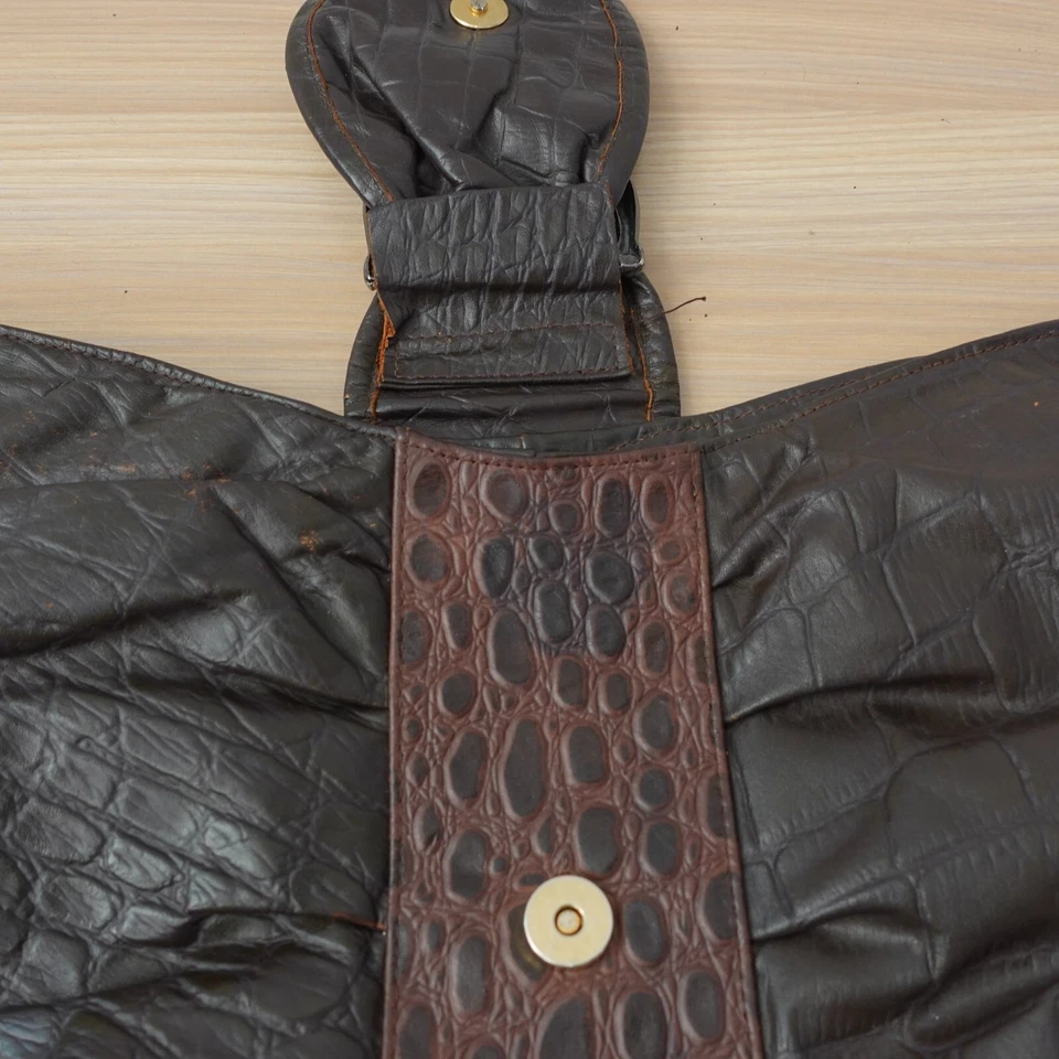 Bolso sin asas Crocodile Satchel XL VINTAGE marrón cuero occidental hebilla de vaquero Foto 4 de 4