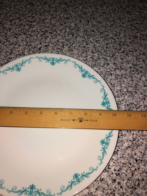12 Piece  Corelle GARDEN LACE Turquoise (4 plates, 4 bowls, 4 small plates)