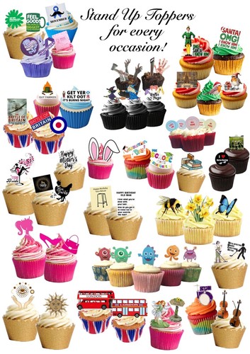 Cake Toppers Cute Colourful Monsters 24 Stand Up Edible Wafer Paper Toppers - Picture 8 of 8