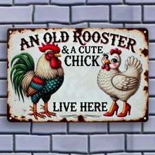 Funny Gifts for Chicken Lover Metal Tin Sign Coop Farm Kitchen Garden Yard Decor