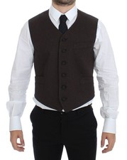 DOLCE & GABBANA Vest Waistcoat Brown Cotton Blend Dress IT46 / US36 / S RRP $580